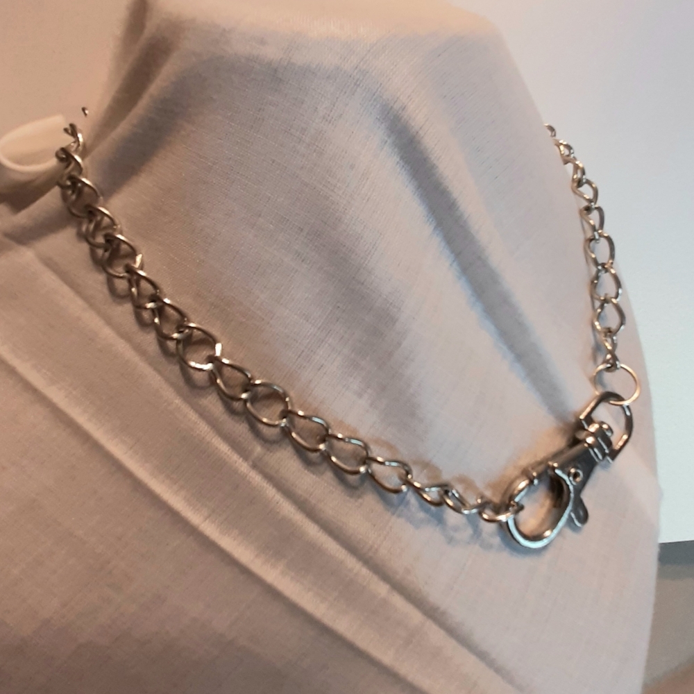 Chain link necklace 15.5 inch Rocker silver - Picture 2 of 4